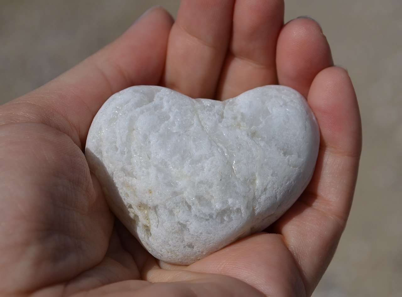heart, stone, hand